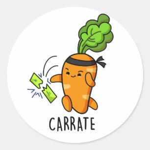 Adesivo Redondo Carrate Funny Carrot Karate Pun
