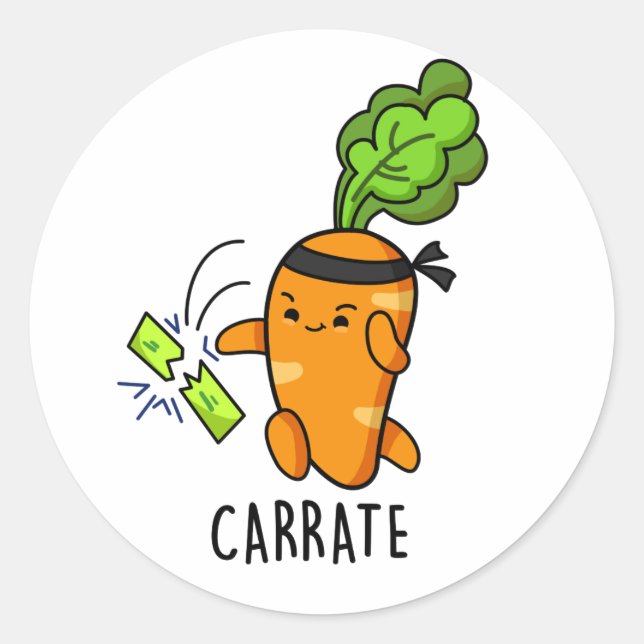 Adesivo Redondo Carrate Funny Carrot Karate Pun (Frente)