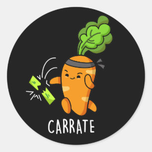 Adesivo Redondo Carrate Funny Carrot Karate Pun Dark BG