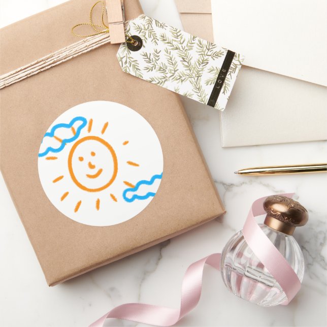 Adesivo Redondo Carregar Crianças de Desenho Transformando Trabalh (Presentear)