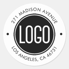 Adesivo Redondo Carregue seu logotipo e endereço da empresa