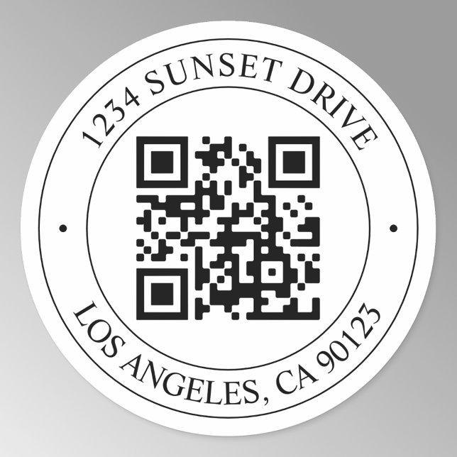 Adesivo Redondo Carregue seu próprio código QR e texto personalizá (Criador carregado)