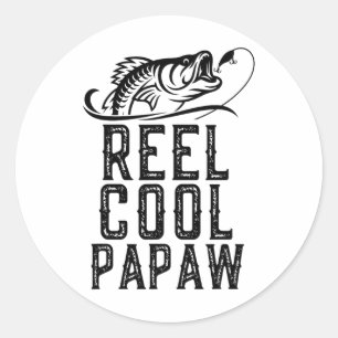 Adesivo Redondo Carrete Legal Papaw Pescaria Pescador Divertido Re