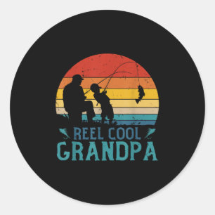 Adesivo Redondo Carretel de Pesca Vintage Avô Legal Pescador Pai