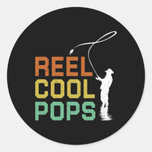 Adesivo Redondo Carretel Vintage Resfriado Pops Dia dos Pais Pesca