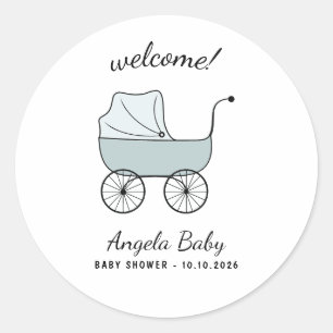 Adesivo Redondo Carrinho de Bebê Babá Creche Bem-vindo