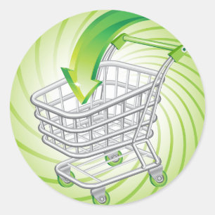 Adesivo Redondo Carrinho de compras do supermercado