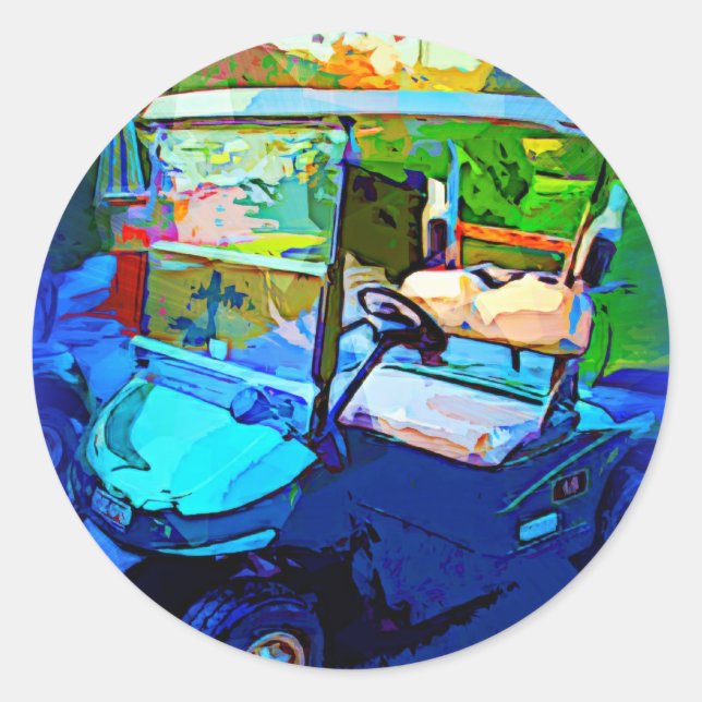 Adesivo Redondo Carrinho de Golfe Azul (Frente)