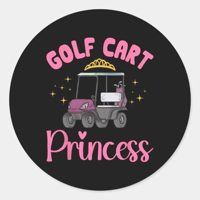 Adesivo Redondo Carrinho de Golfe Princesa Golfe Golfe Carrinho (Frente)
