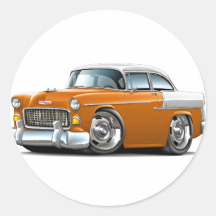 Adesivo Redondo Carro 1955 Alaranjado-Branco de Chevy Belair