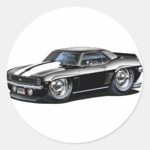 Adesivo Redondo Carro 1969 Preto-Branco de Camaro