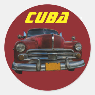 Adesivo Redondo Carro americano clássico em Cuba