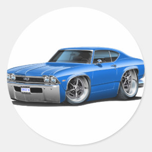 Adesivo Redondo Carro Azul Chevelle 1968