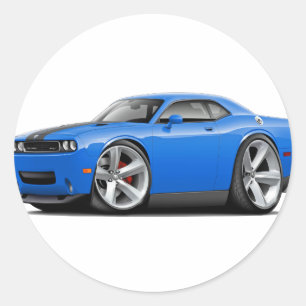 Adesivo Redondo Carro Azul-Preto do desafiador SRT8
