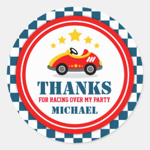 Adesivo Redondo Carro Azul Raça Obrigado Marca Favorita