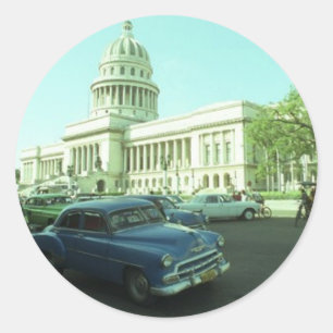 Adesivo Redondo Carro clássico Havana Cuba