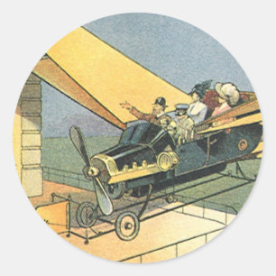 Adesivo Redondo Carro conversível de ficção científica vintage ste