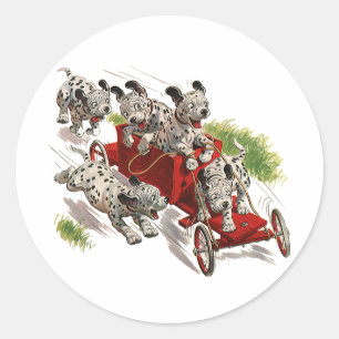 Adesivo Redondo Carro de bombeiros Dalmatian bonito dos cães de