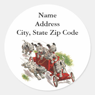 Adesivo Redondo Carro de bombeiros Dalmatian bonito dos cães de