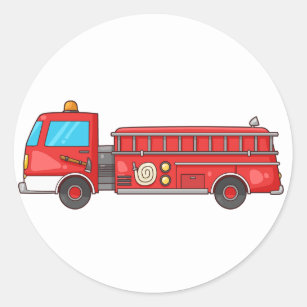 Adesivo Redondo Carro de bombeiros/motor dos desenhos animados
