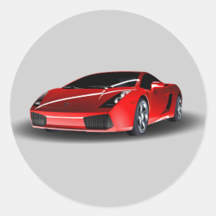Adesivo Redondo Carro de esportes vermelho animado