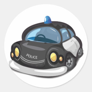 Adesivo Redondo Carro de Polícia Antigo