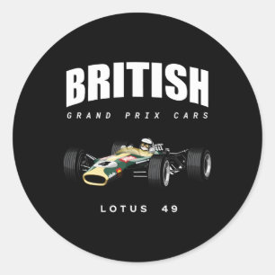 Adesivo Redondo Carro do Grande Prêmio Britânico Lotus 49