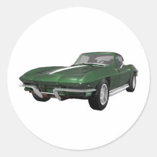 Adesivo Redondo Carro Esportivo Corvette 1967: Conclusão Verde: