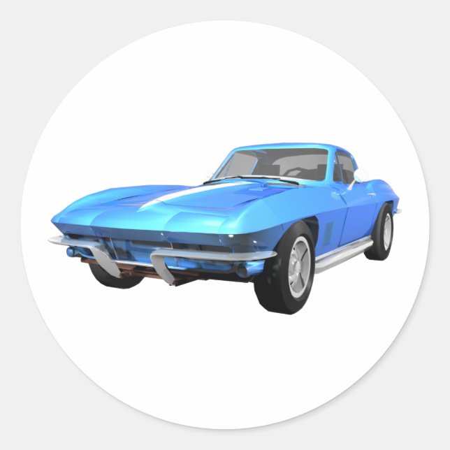 Adesivo Redondo Carro Esportivo Corvette 1967: Término Azul: (Frente)