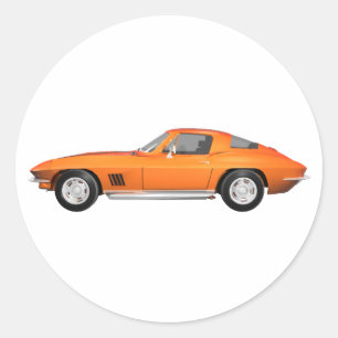 Adesivo Redondo Carro Esportivo Corvette 1967: Término Laranja