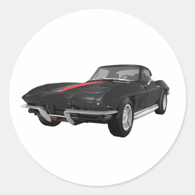 Adesivo Redondo Carro Esportivo Corvette 1967: Término Negro: (Frente)