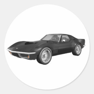 Adesivo Redondo Carro Esportivo Corvette 1970: Fim Negro