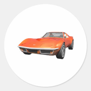 Adesivo Redondo Carro Esportivo Corvette 1970: Laranja Finish:
