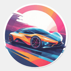 Adesivo Redondo Carro Esportivo Futurista