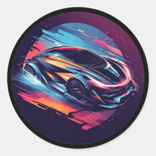 Adesivo Redondo Carro Esportivo Futurista