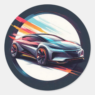 Adesivo Redondo Carro Esportivo Futurista