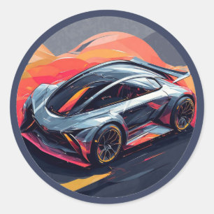 Adesivo Redondo Carro Esportivo Vibrante