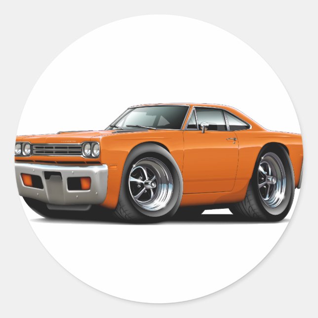 Adesivo Redondo Carro Laranja Roadrunner 1969 (Frente)