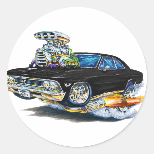 Adesivo Redondo Carro Negro Chevelle 1966 (Frente)