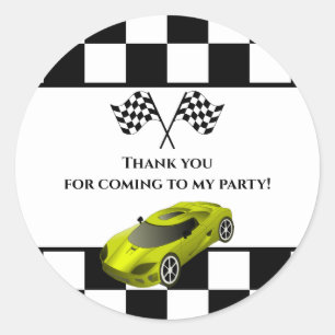 Adesivo Redondo Carro Race Amarelo Favor da Parte Aniversário d