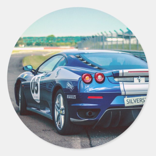 Adesivo Redondo Carro Race Azul (Frente)