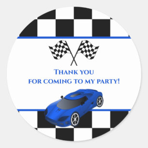 Adesivo Redondo Carro Race Azul Favor da Parte Aniversário de c