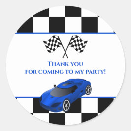 Adesivo Redondo Carro Race Azul | Favor da Parte Aniversário de cr