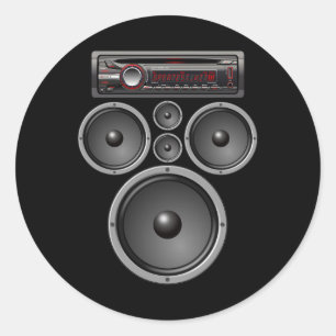 ADESIVO REDONDO CARRO STEREO AUTO-FALANTES SISTEMA AUDIO HALLOWEUS