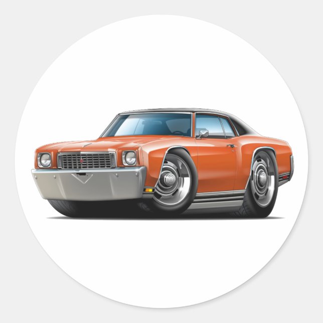 Adesivo Redondo Carro Superior Laranja-Preto Monte Carlo, 1972 (Frente)