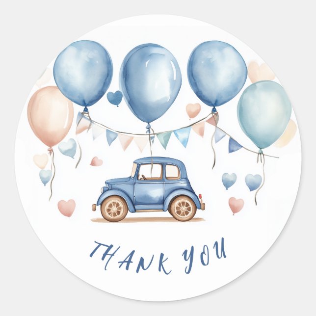 Adesivo Redondo Carro vintage (Frente)