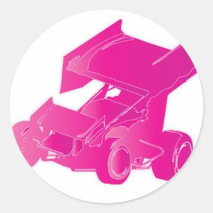 Adesivo Redondo Carro voado rosa do sprint