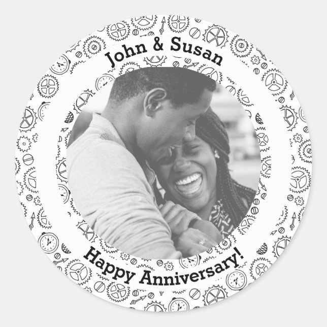 Adesivo Redondo Carroçaria Vitoriana, Branco e Preto (Frente)