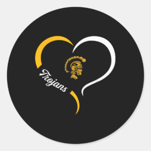 Adesivo Redondo Carrollton Trojans Logotipo Half Heart Slogan Hs