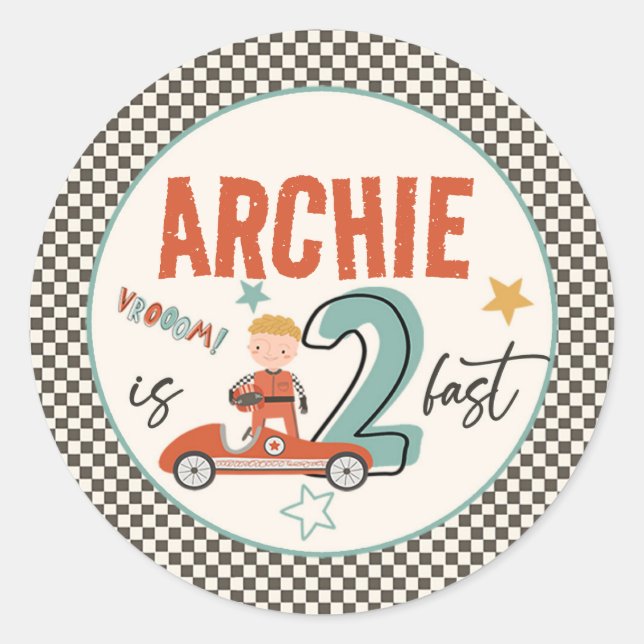 Adesivo Redondo Carros de corrida excitantes (Frente)